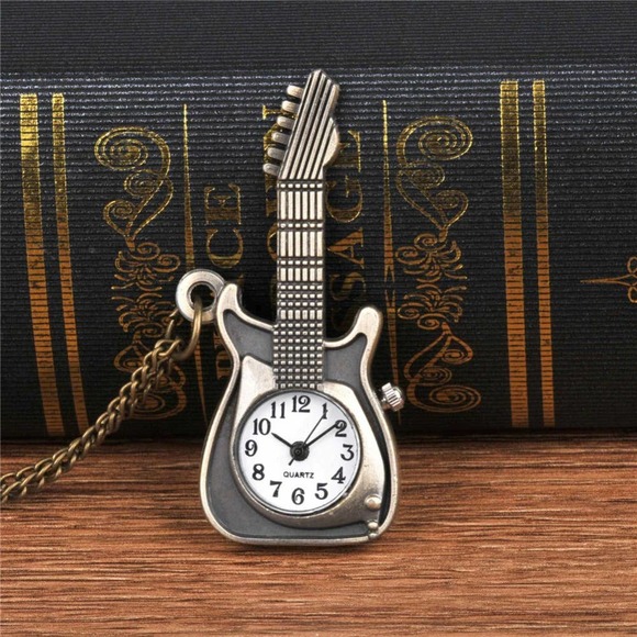 Pocket Watch Other - Guitar Pendant Watch NEW Gift Guitarist Player Pocket Necklace Fender Vintage